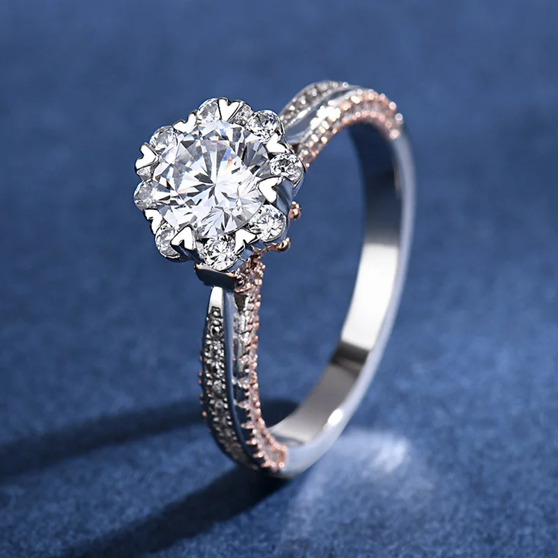 【JYJZZ122】S925 srebrny Moissanite lekki luksusowy ślubny pierścionek zaręczynowy z kokardką Boutonniere 1 CT Moissanite Ring