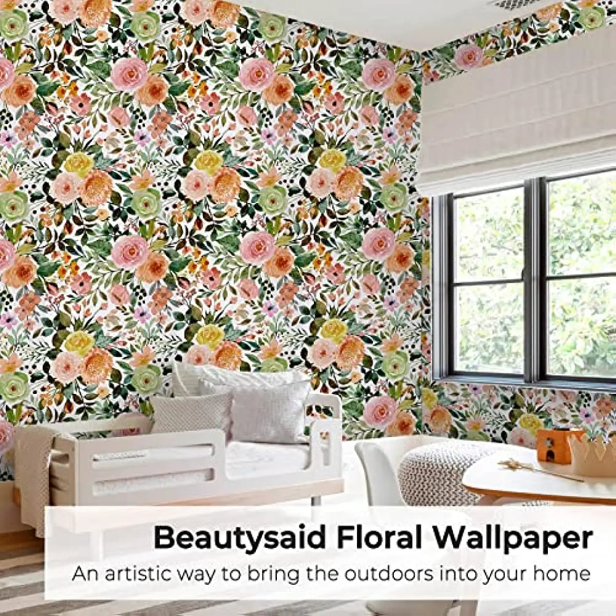 Floral Boho Peel and Stick Wallpaper Vintage Removable Wallpaper Pink Watercolor Peonies Self Adhesive Wallpaper for Bedroom