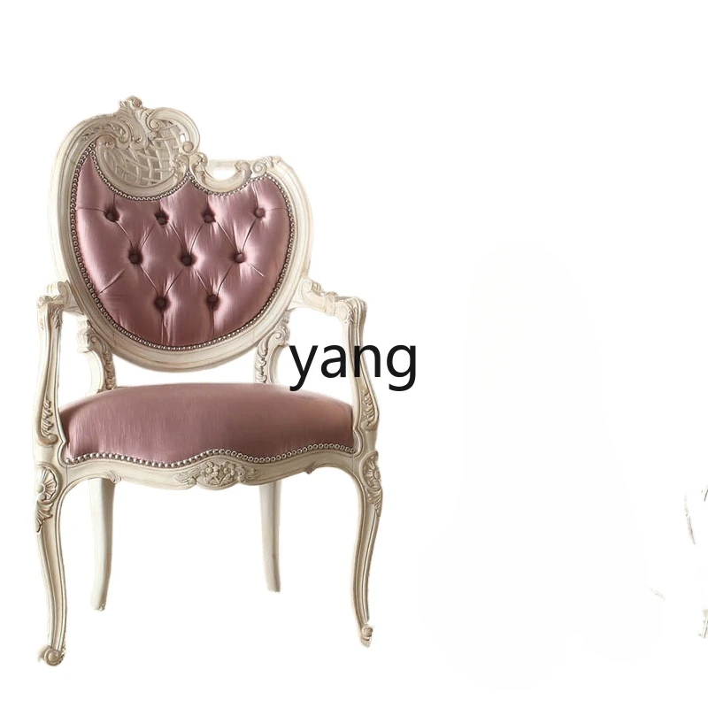 

Luxury Light Pink Silk Mahogany Bedroom Romantic Leisure Chair Combination