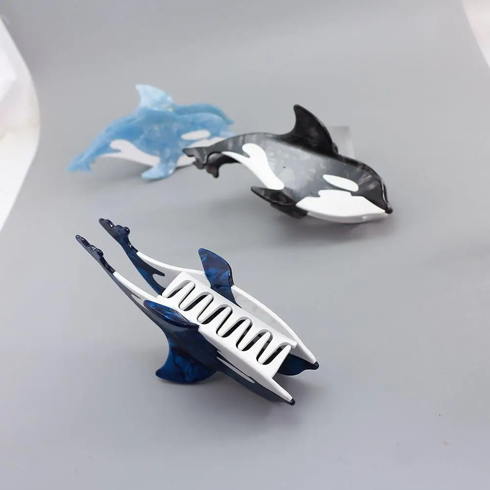 Pinces à cheveux requin marin de dessin animé, pince en acétate de baleine bleue, griffe de crabe, série océan, accessoires de diadème, cadeaux mignons