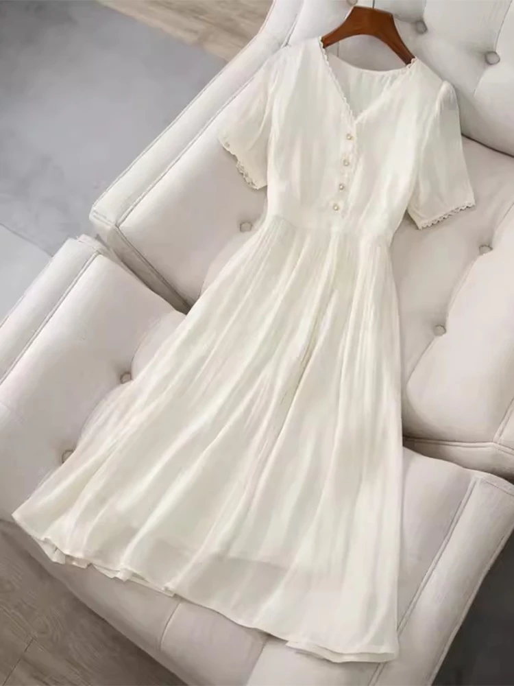 

Summer New Sle Women's V-ne Chiffon Dr Slimming Holiday Long Dr Gentle Breeze Casual High Waist ort Sve