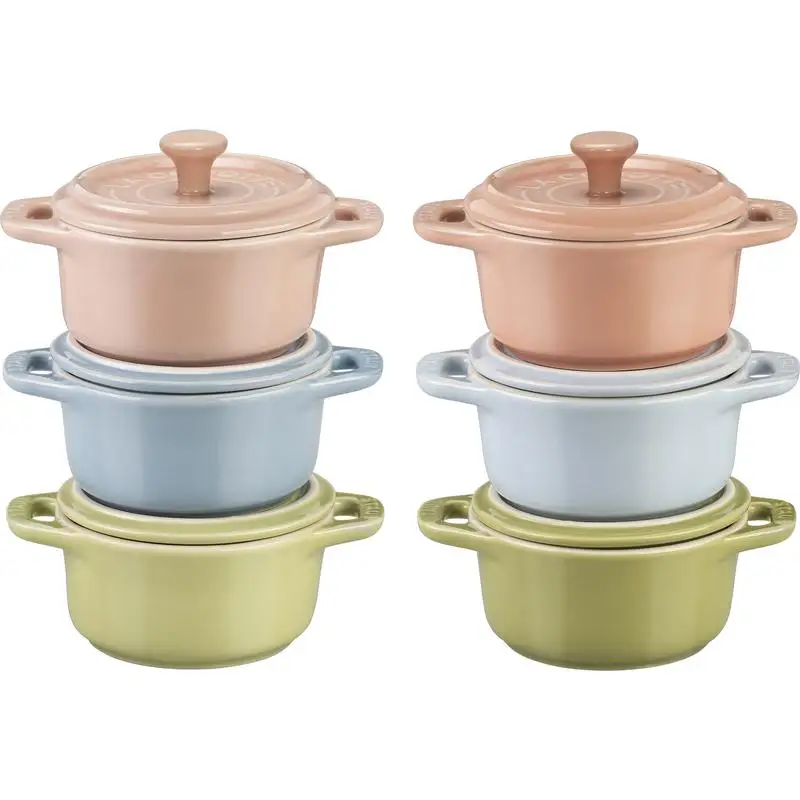 Macaron Collection, Pastel Ceramic Mini Cocottes, 6-pc Set