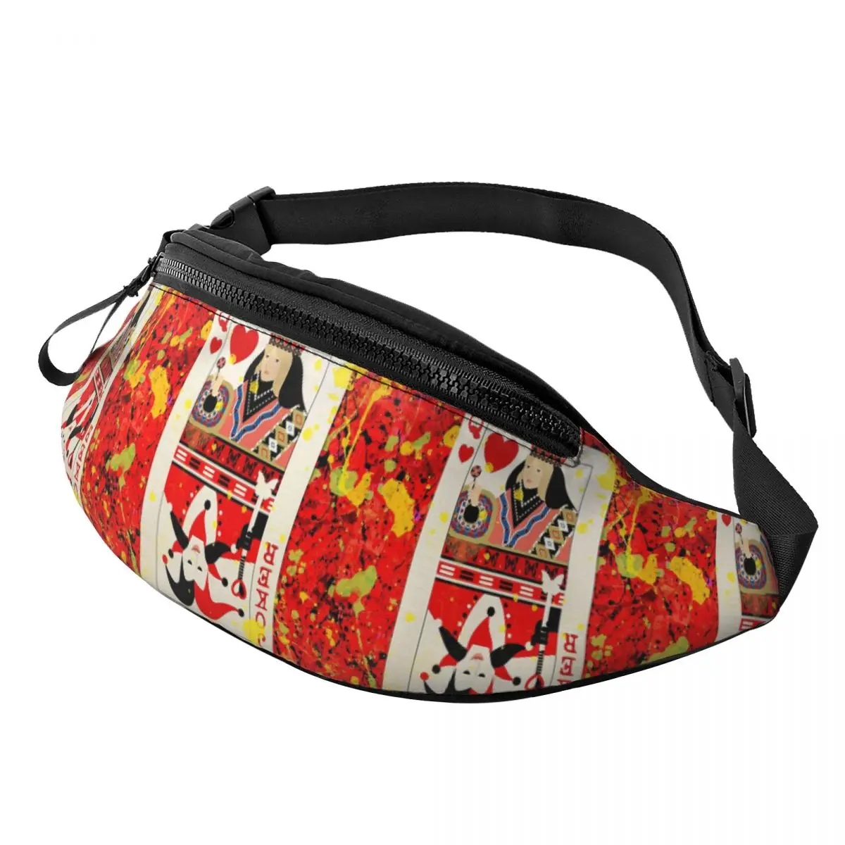 Casino Nights Red Queen Of Hearts Waist Bag for Women Men Crossbody Fanny Pack Running Phone Money Pouch