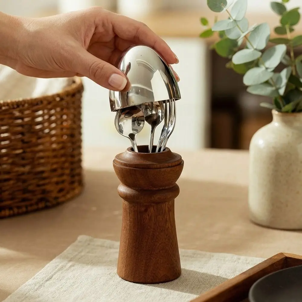 

Mini Ornaments Wood Egg Shaped Organizer Decorative European Style Cutlery Storage Box with Lid Chopsticks Holder Home