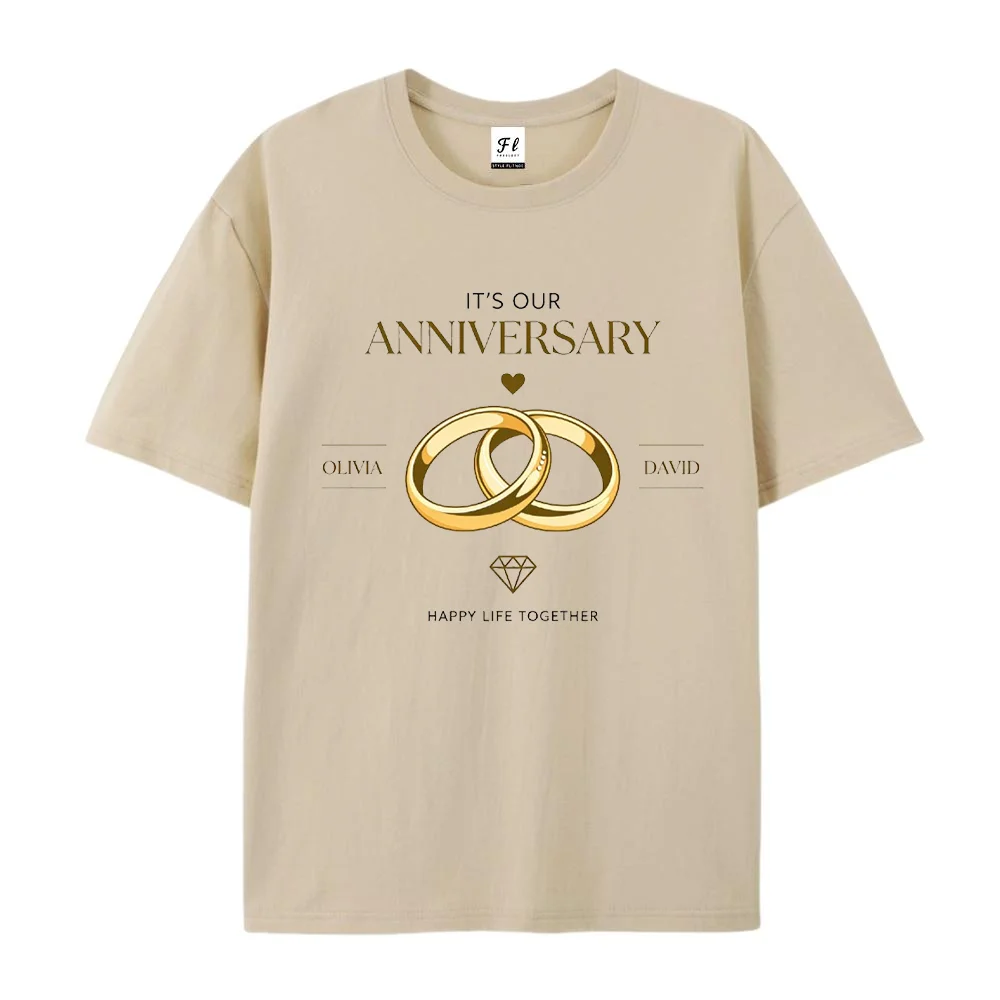 Women Anniversary Rings Graphic T Shirt Elegant Couple Love Theme Short Sleeve Casual Summer Top Gift for Wife Girlfriend  ﻿