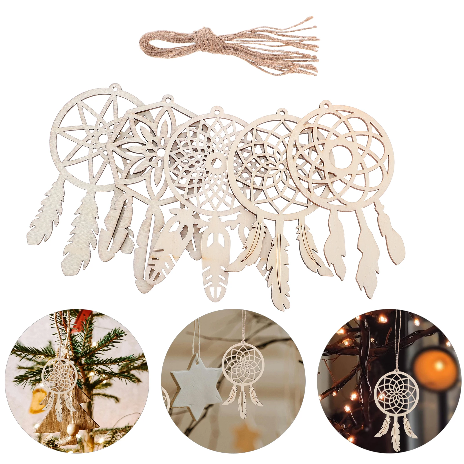 

50pcs Wooden Dream Catcher Kit Diy Unfinished Craft Kits For Blank Wood Cutouts Boho Wall Hanging Decor Bedroom Dorm Party