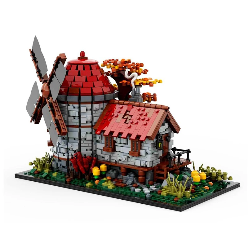 Moc قوالب بناء وحدات طاحونة صغيرة-القرون الوسطى الخيال نموذج التكنولوجيا وحدات القلعة كتل عيد الميلاد مجموعة لتقوم بها بنفسك لعبة الهدايا #3