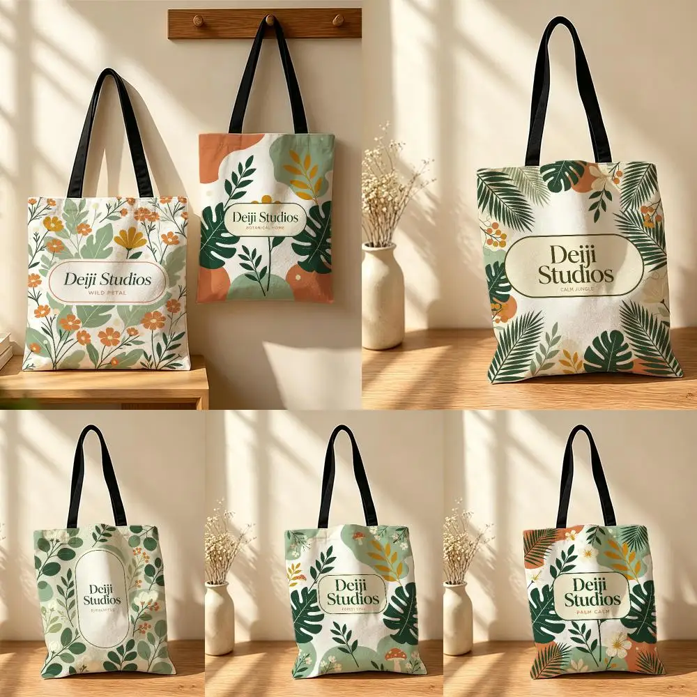 fashion Deiji Studios Storage Bags Canvas Tote Bag Minimalist Casual Spacious for Shopping Travel and Gift