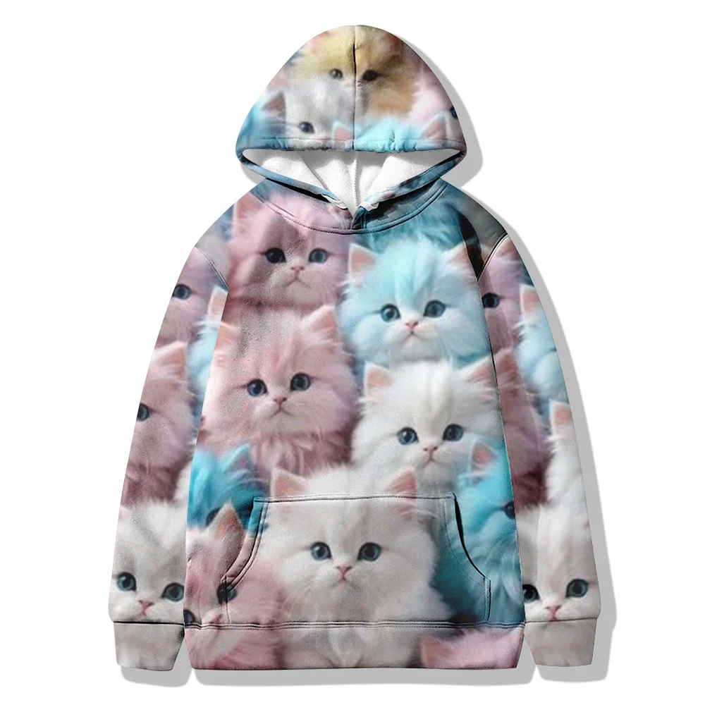 Cute Cat 3D Printed Hoodie Women\'s Fashion Super Large Hoodie Women\'s Sweater Coat Girls\' Hoodie Pullover Women\'s Clothing Cute