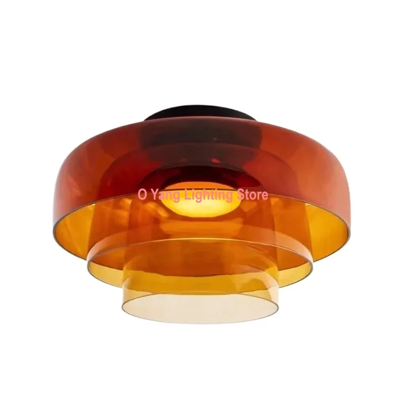 Designer Style Minimalist Multi-layer Combination Orange Glass Lampshade Lighting Creative Atmosphere Artistic Ceiling Light