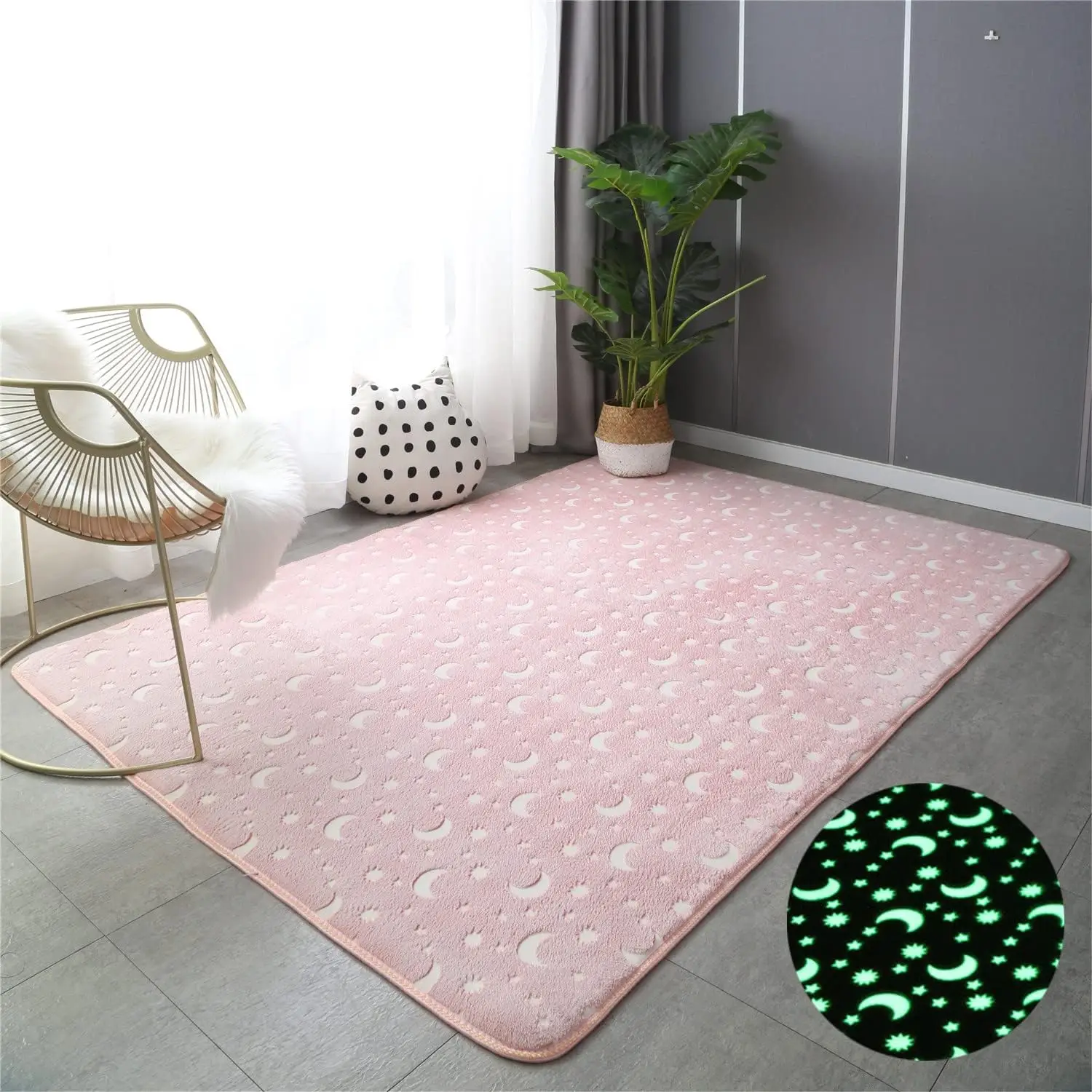 Luminous Area Rug Glow in The Dark for Bedroom Living Room, Unique Soft Washable Modern Indoor Rugs for Children Dorm Home Decor