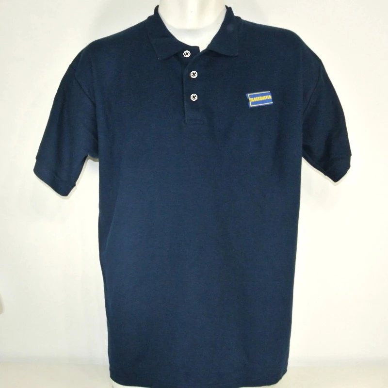 BLOCKBUSTER VIDEO Employee Uniform Polo Shirt Navy Blue Size XL NOS NEW Tee Graphic Streetwear Summer Letter Printed T-shirt