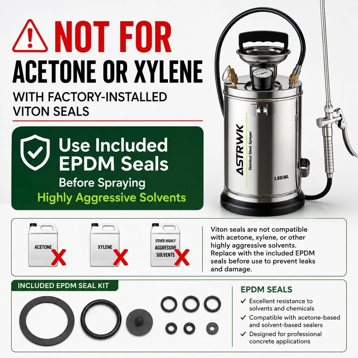 15 Gallon Stainless Steel Pump Sprayer 20 Inch All Steel Wand 4FT Reinforced Hose Lawn Care Weed Treatment Pest Control Viton EP