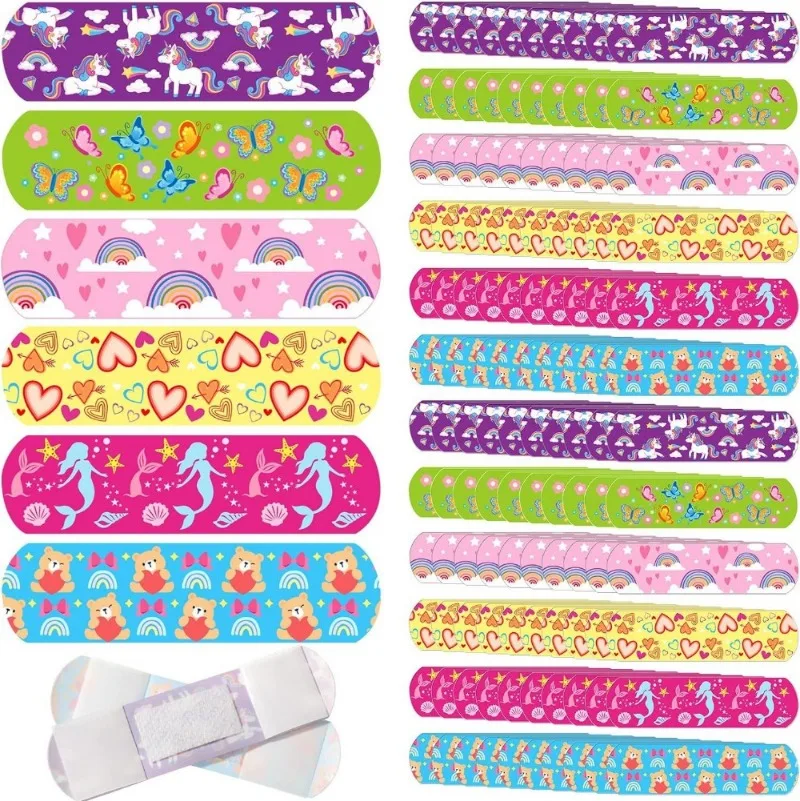 50pcs 60pcs/set Cartoon Kawaii Band Aid Boys Rocket Dinosaur Girls Mermaid Heart Prints Plaster Strips Patch Adhesive Bandages