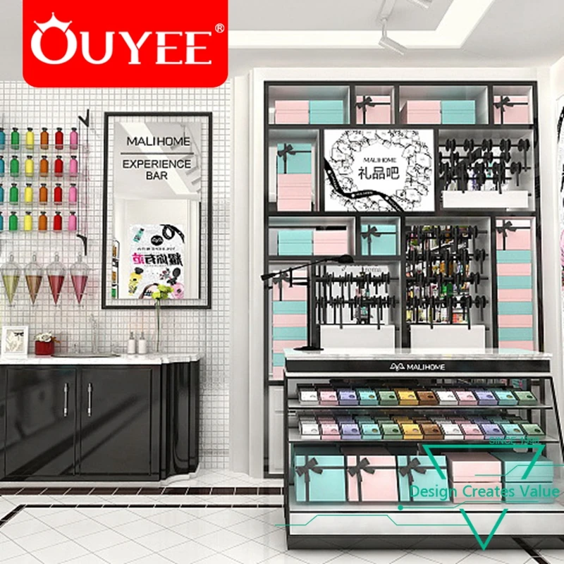 Tienda de cosméticos pequeña personalizada, diseño de tienda Interior, China, nuevo