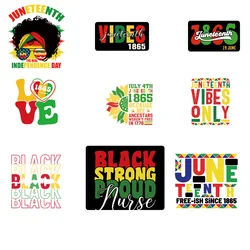 9piece JUNETEENTH Vibes 1865 Iron-On Transfer For Clothing Patches DIY Washable T-Shirts Thermo Sticker Applique