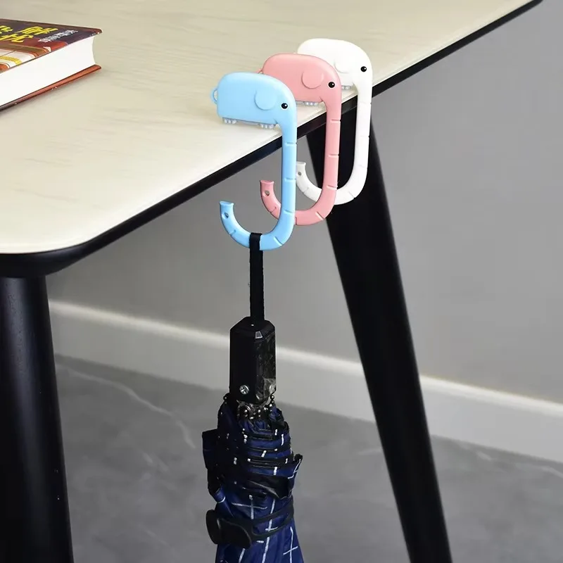 3D Kawaii Elephant Hooks for Wall Desk Hanging Traceless Key Desk Hanging Multi-Purpose Hook Free Your Hands Hanger Holder