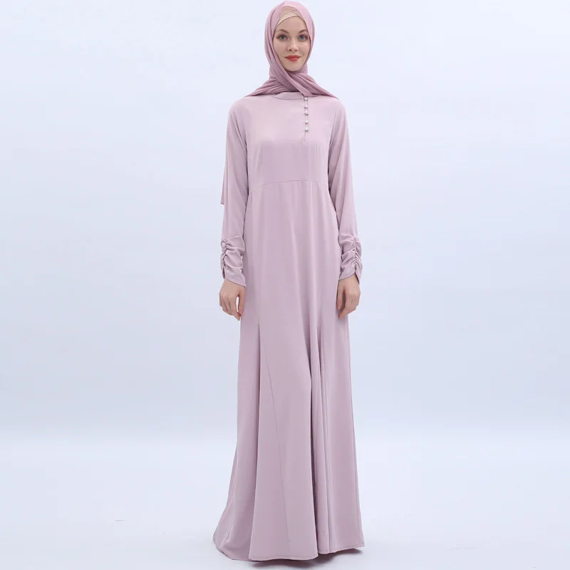 

Elegant Turkish National Style Plus-Size Dubai Robe For Women Long Abaya 2023 New Spring Fall Solid Slim Ladies Banquet Dresses