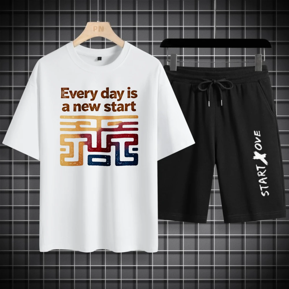 

Мужские комплекты футболок, комплект свитшотов, мужской комплект, дышащий полиэстер, модная летняя мужская одежда с коротким рукавом + шорты