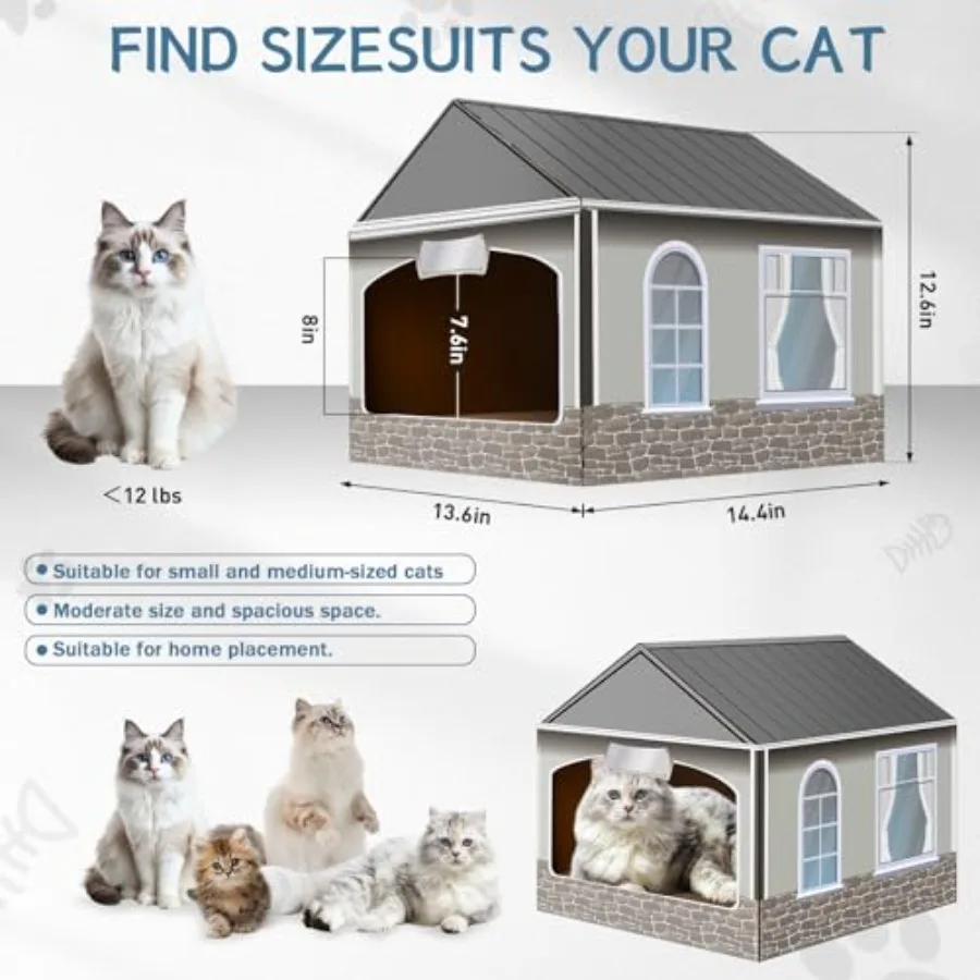 Arranhador de casa de gato de papelão com catnip fácil notool montagem gatinho playhouse 13.5x14.5x13 Polegada diversão interior gato scratcher hous