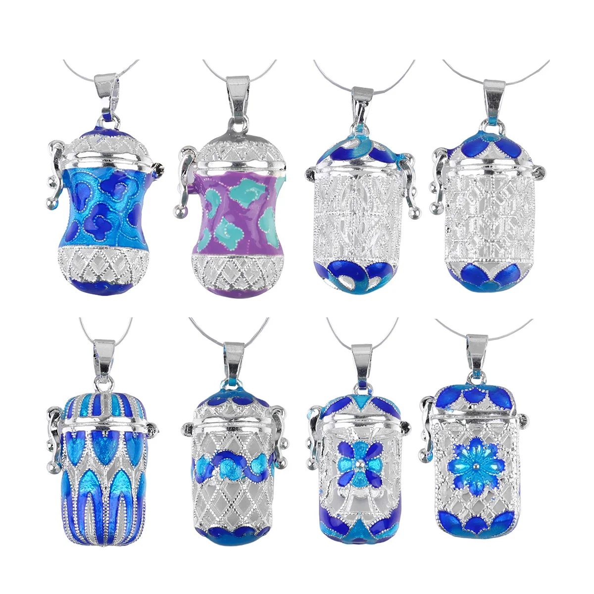 

Copper Column Hollow Out Colorful Grain Aromatherapy Accessories Pendant Solid Holder Perfume Container Case for DIY