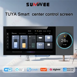 6inch Tuya Central Control  Zigbee Gateway Multiroom Smart Home Audio  Bluetooth TFcard Micro-USB Local Playing Wall Amplifier