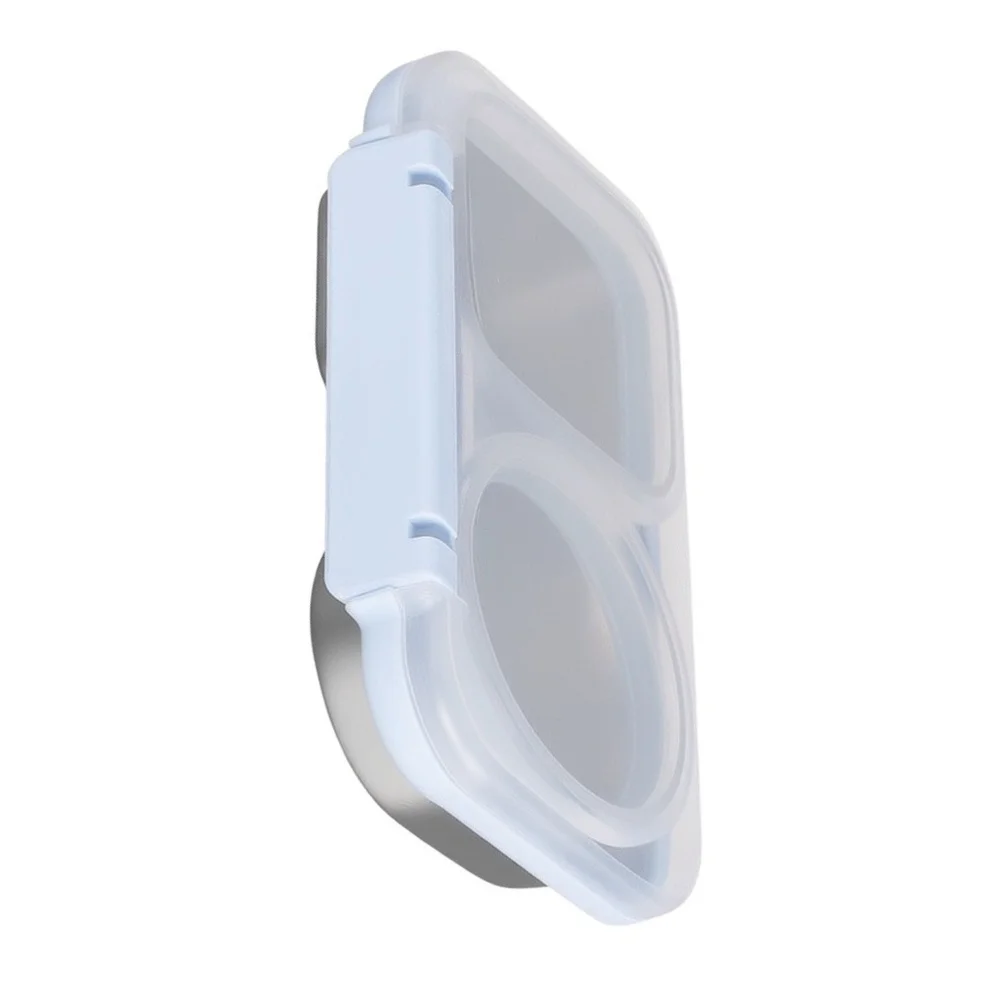 2 Compartment Stainless Steel Snack Container with Leakproof Closure for School Office Gym and Travel Settings