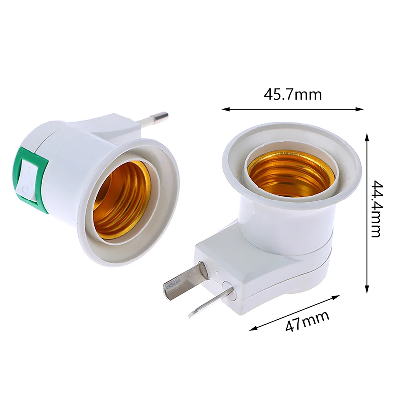 UE Plug Adapter com Power On-off Control Switch, Base da lâmpada, E27 soquete, 1pc