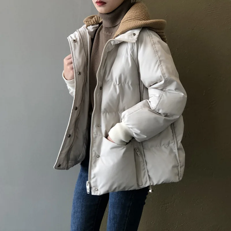 2024 Women Winter Coat Long Sleeve Hooded Thick Cotton Down Coat Women Tops Warm Jacket Coat Casaco Feminino