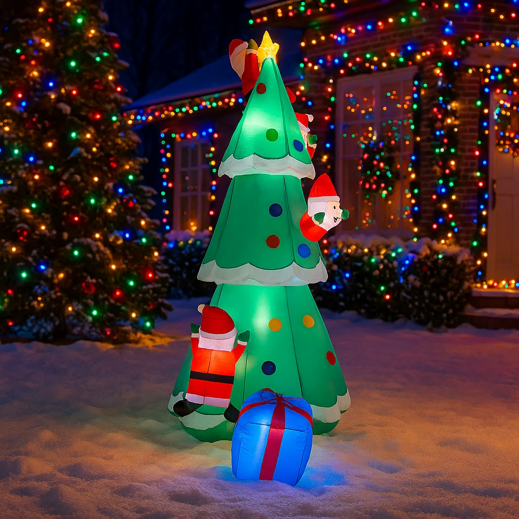 2,4 м/7,8 футов надувная рождественская елка Санта-Клаус подарочные коробки огни светодиодные украшения для дома игрушки двор Рождество праздничное освещение Декор