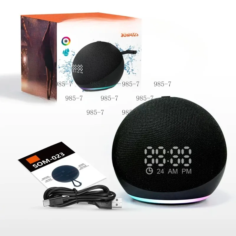 Wireless Desktop Smart Speaker with RGB Lighting, Portable Base & Built-in Subwoofer