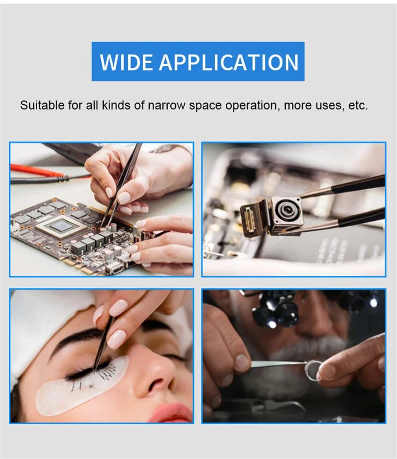 ESD Safe Stainless Steel Tweezers Set - Straight Curved Tips for Precision Maintenance Industrial Electronics Repair Hand Tools