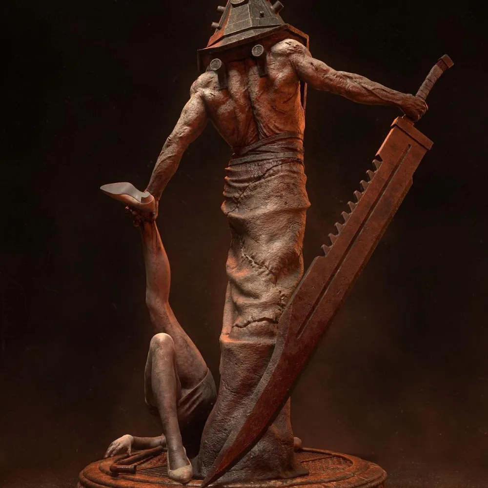 3D Printed Model White Mold Pyramid Head 17CM/21CM/26CM Self-assembly DIY Coloring Figurines Decoration Crafts Miniatures view 2