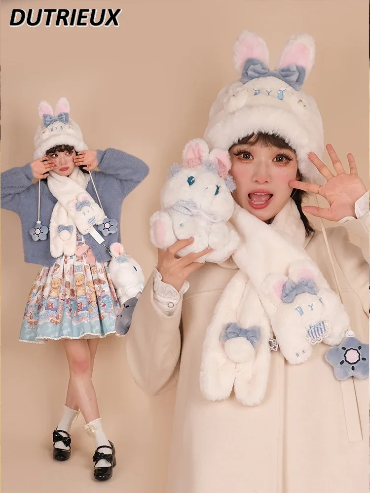 Sweet Cute Rabbit Scarf Winter Animal Rabbit Fashion Women's Accessories Girl Lolita Warm Elegant Plush Scarfs for Lady