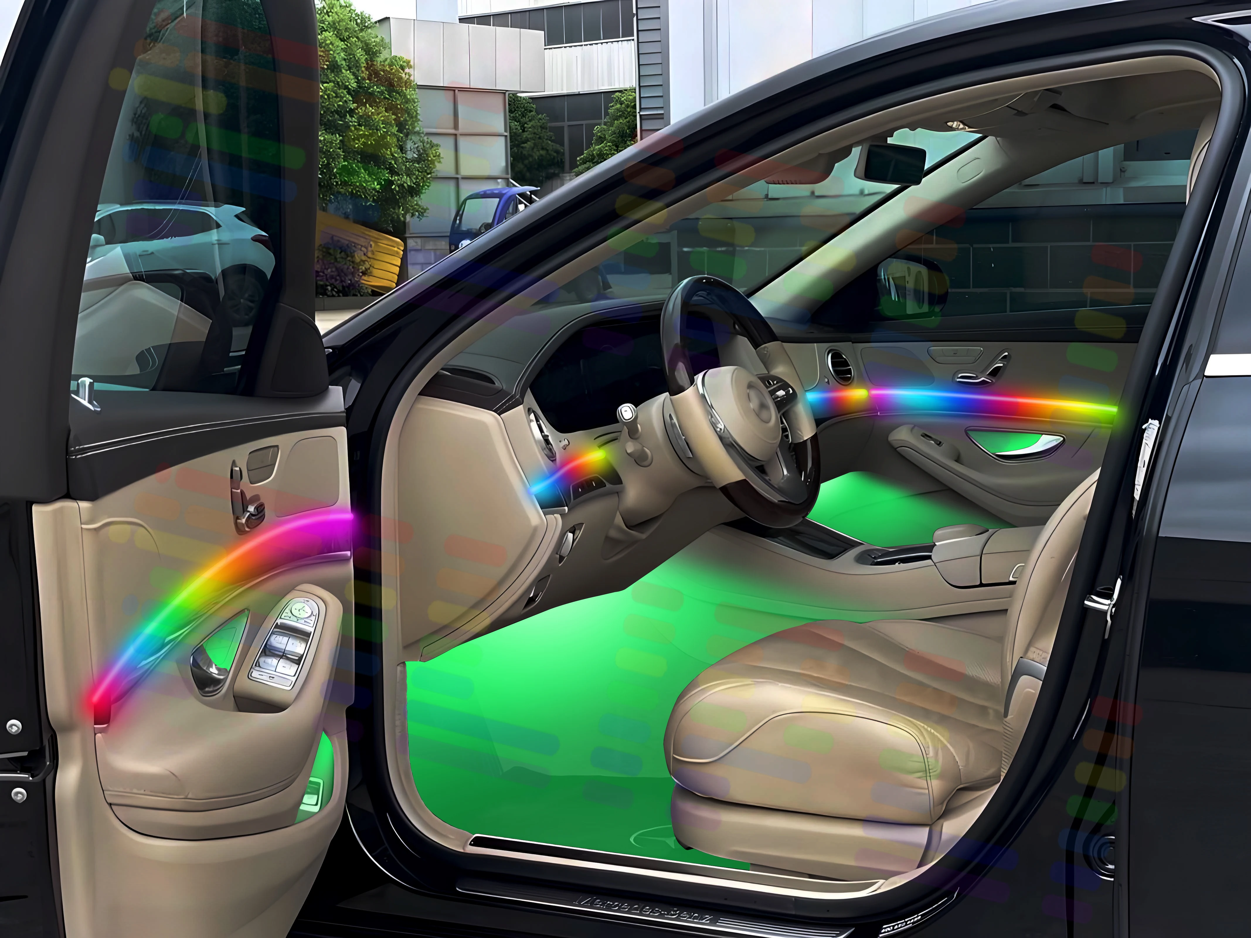 メルセデス · ベンツ W205 X253 W177 W118 W247 W117 W156 W176 W246 雰囲気ランプ RGB シンフォニー車の周囲光インテリア LED ストリップ