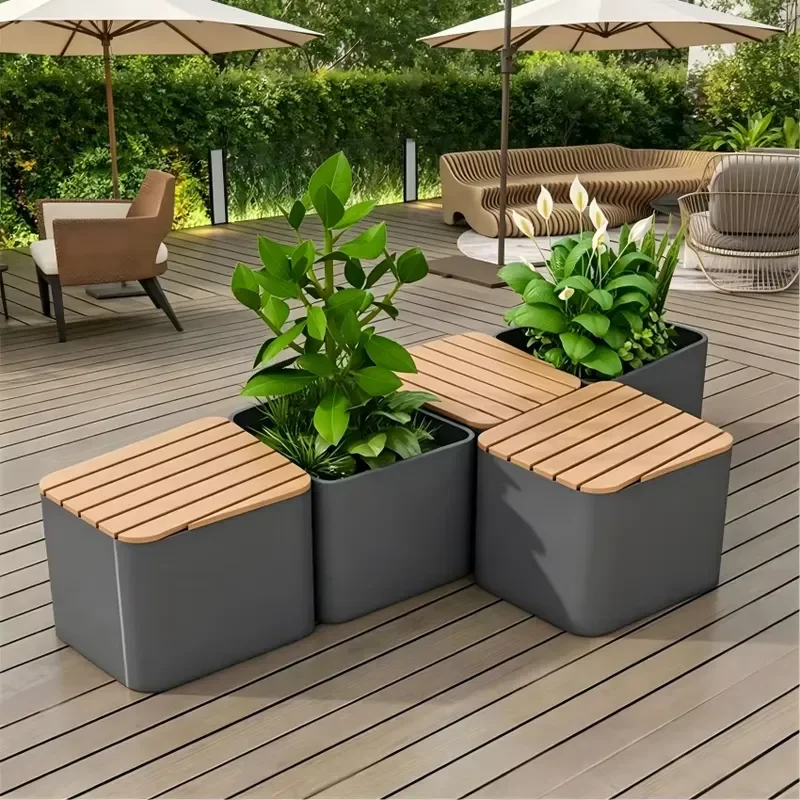 The Flower Bed That Travels With Your Patio Street Furniture That Grows and Sits Together Moveable Green Spot With Bench