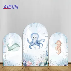 Underwater Sea Arch Cover Backdrop Cute Marine Animal Dolphin Octopus Birthday Party Decor Boy Baby Shower Photozone Background