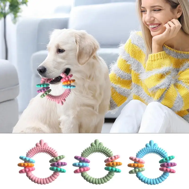 Chew Rings For Dogs Heavy Duty Strong Tough Chew Toy Rubber Puppy Teething Ring For Medium & Large Breed Aggressive Chewers