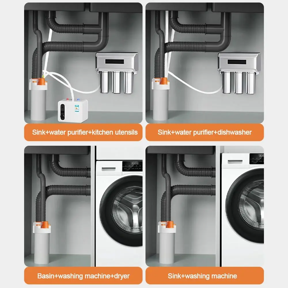 Anti Odor Sink Drain Pipe Adapter Multifunctional Neat Kitchen Basin Sewer Branch Sealing Ring Universal