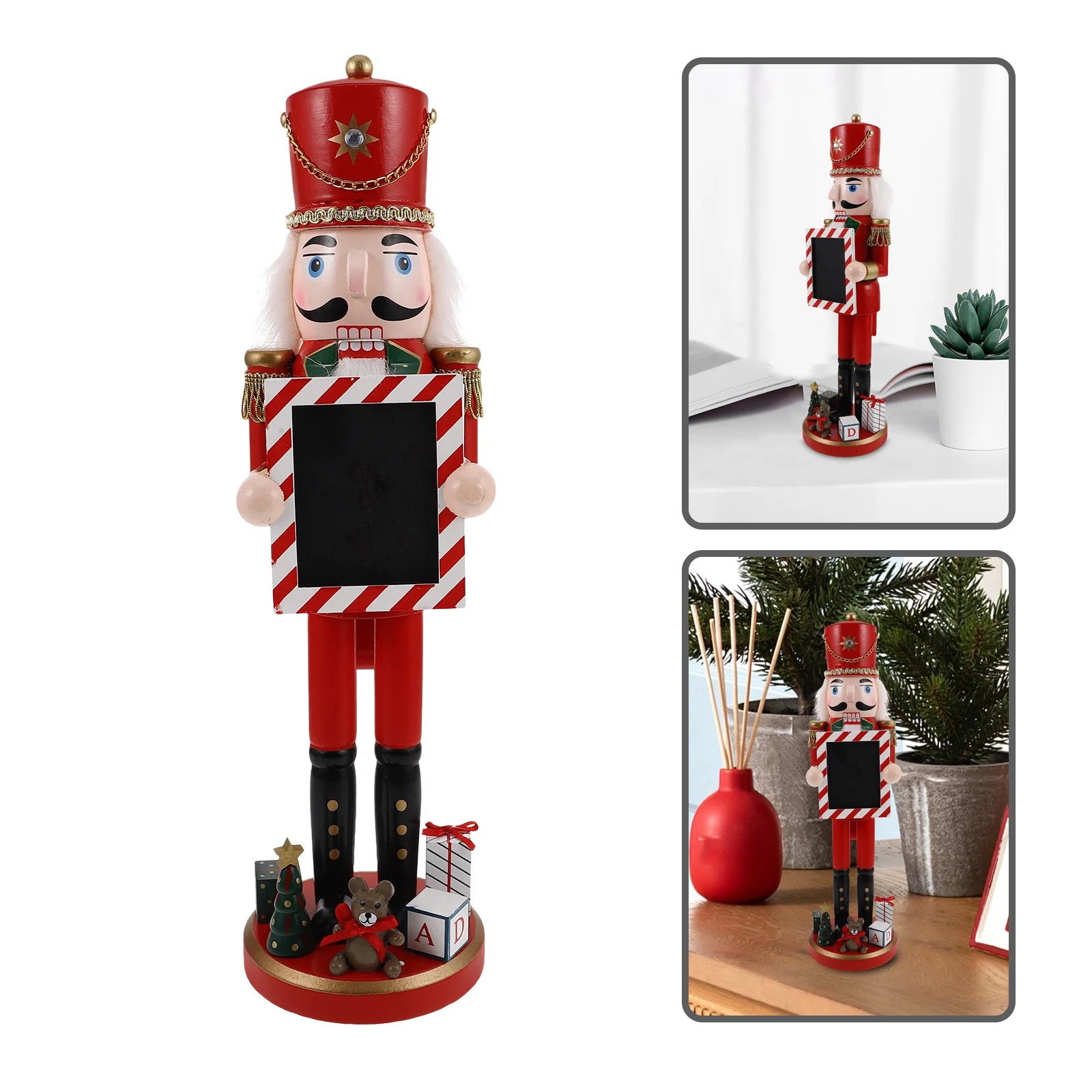 

Wooden Nutcracker Soldier Christmas Decoration Desktop Festive Holiday Decor Figure Candy Nutcracker Ornament