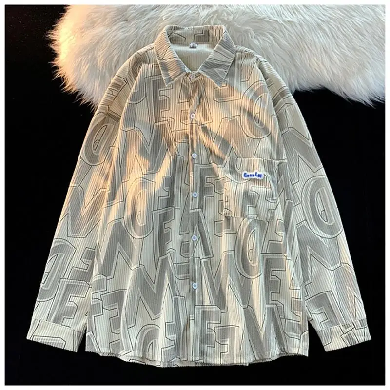 Jesienno-zimowa, duża rozmiarówka, sztruksowa kurtka męska, długa, dla puszystych, w stylu Hong Kong, modna, młodzieżowa, poliestrowa, codzienna.