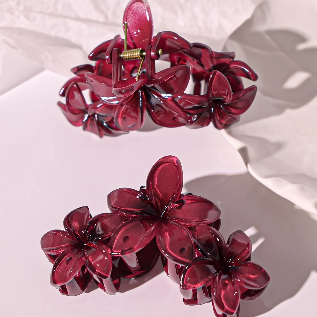 1/2 Stück Blumen-Haarspangen, hawaiianische Plumeria-Haarspangen für Frauen, rutschfeste Krallenklammern für dickes Haar, Strand-Haar-Accessoires – Detail 6