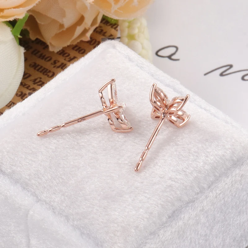 بروفانس 18/14/10K الذهب الوردي أربعة أقراط أحجار مويسانيتي ماركيز مع شهادة GRA للنساء مجوهرات عصرية مخصصة