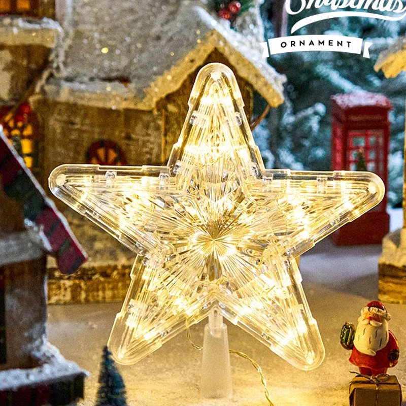 Five-Pointed Star LED Night Light, Xmas Tree Top Lamp, decoração de Natal, suprimentos brilhantes, festa de casamento, jardim