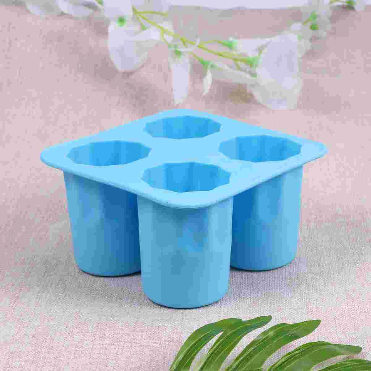 4 Cup Summer Cool Mold Silicone Ice Cube Tray Molds Hockey Machine Convenient Shooter