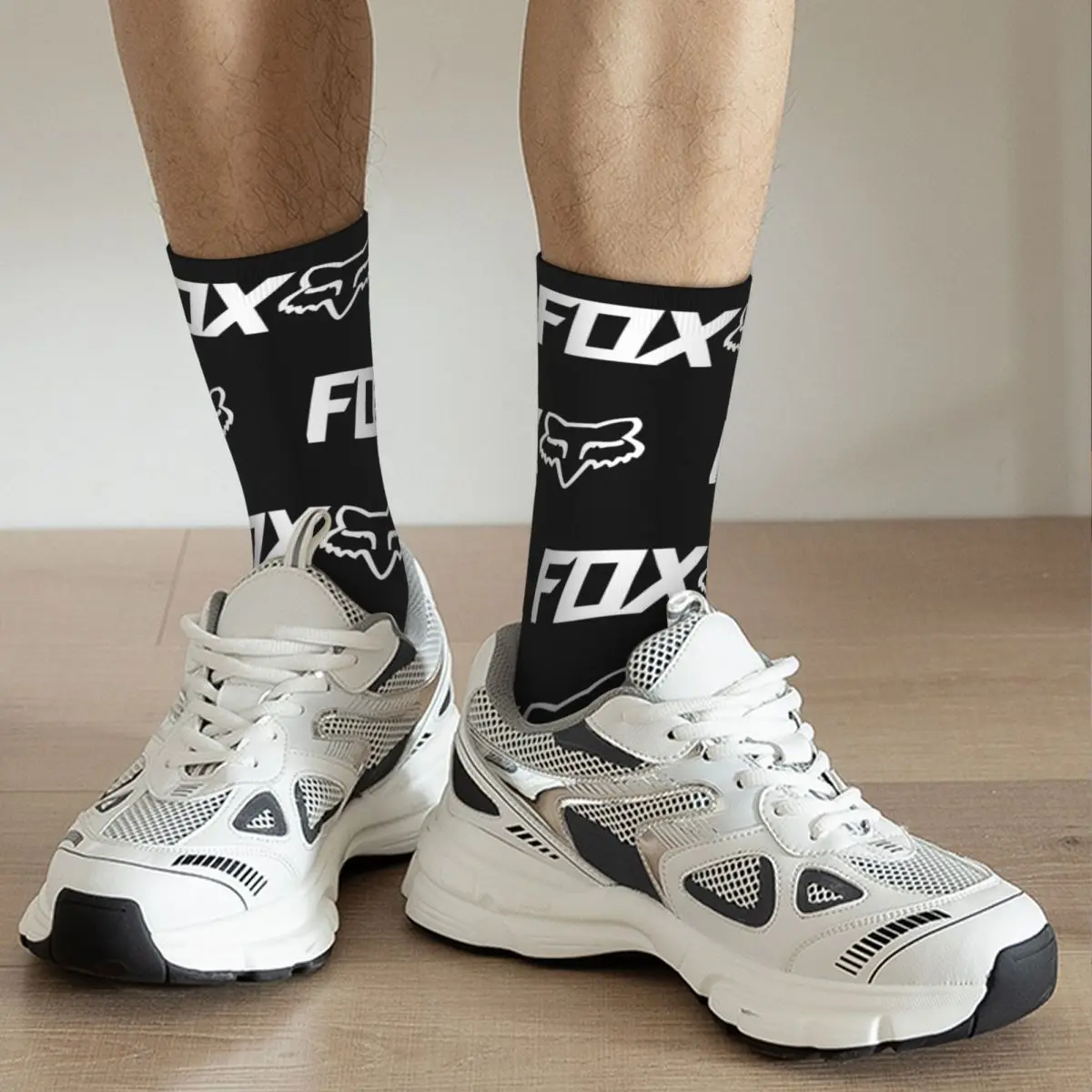 Chaussettes F-Fox respirantes unisexes, longues, en polyester, cool, course, moteur, motocross, basket-ball