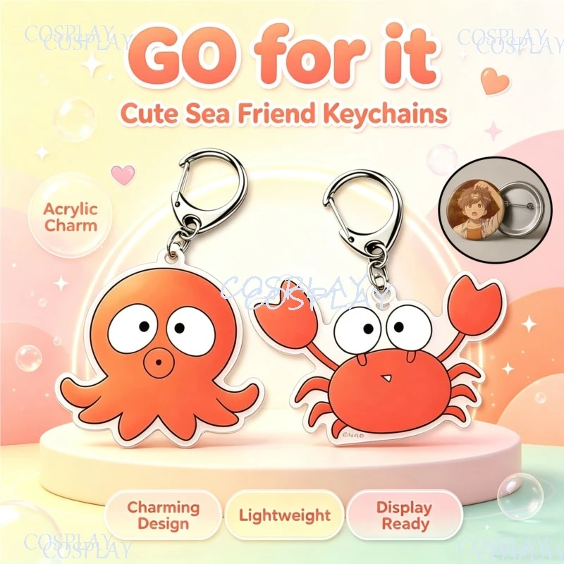 GO for it Same Style Crab Octopus Hirose Keychain Bag Pendant Anime Accessory Gift Halloween Cosplay Charm