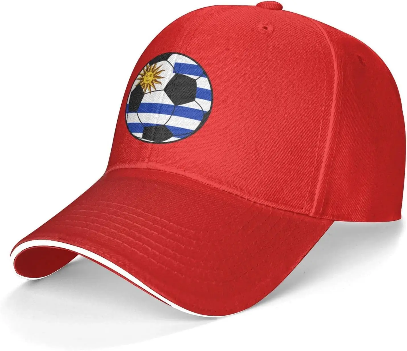 Uruguay Soccer Sandwich Hat Adjustable Baseball Cap Casquette Fit Men and Women Dad Caps Red