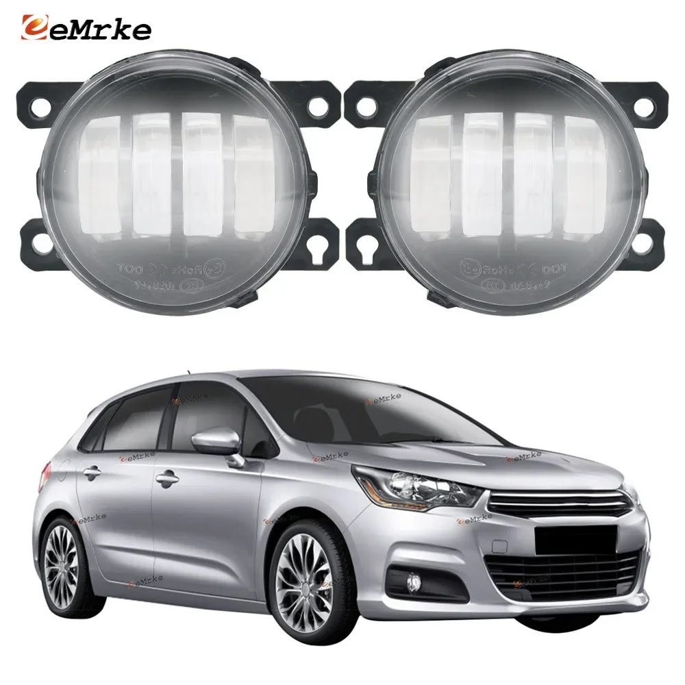 

2-Pcs Led PTF Headlights Car Fog Lights Assembly Front Bumper Fog Lamp 12V for Citroen Citroën C4 II B7 Typ N 2010-2018