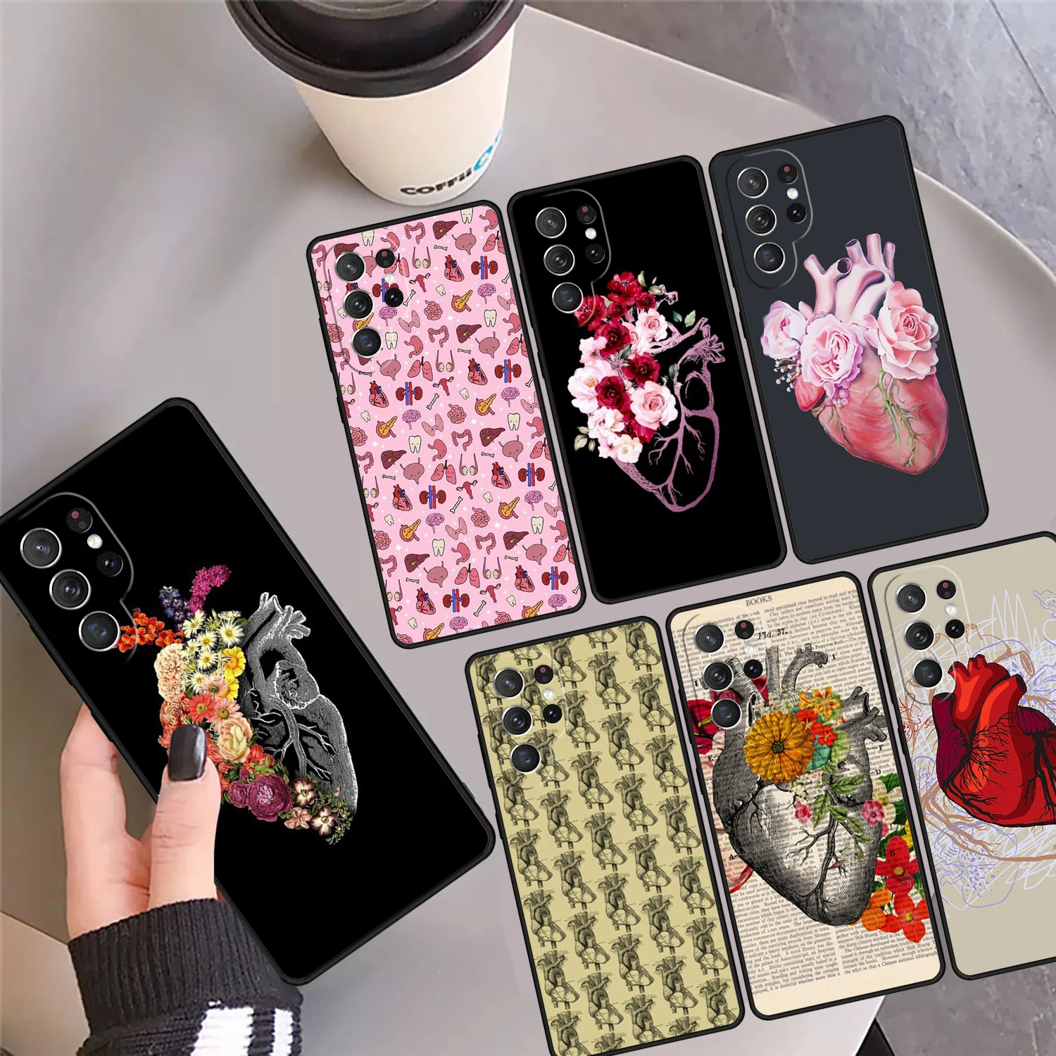 Vintage Anatomy Heart Cardiac Nurse Phone Case Cover For Samsung S24 Ultra 23 S22 Plus S21fe Lite S20 S9 S10 Note 10 Pro 20